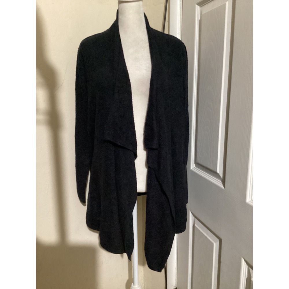 Barefoot Dreams Bamboo Chic Lite Circle Cardigan Black Wrap Sweater 436 S/M